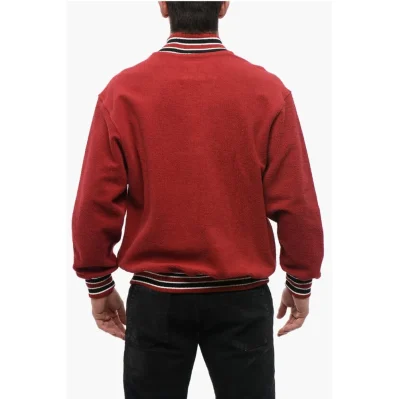 Terry-Cotton Varsity Sweatshirt with Half Zip