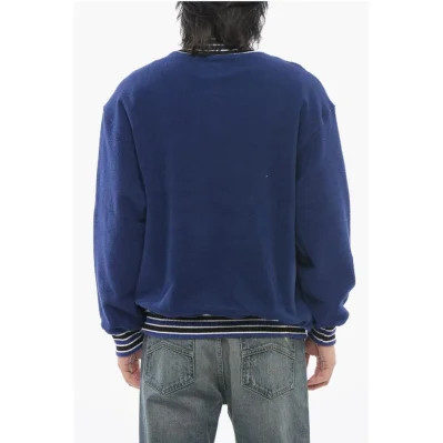 Terry-Cotton Varsity Sweatshirt with Half Zip