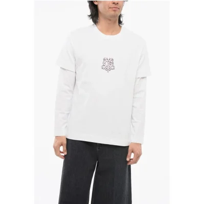 Crew Neck Cotton T-Shirt with Monogram Print