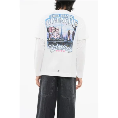 Crew Neck Cotton T-Shirt with Monogram Print