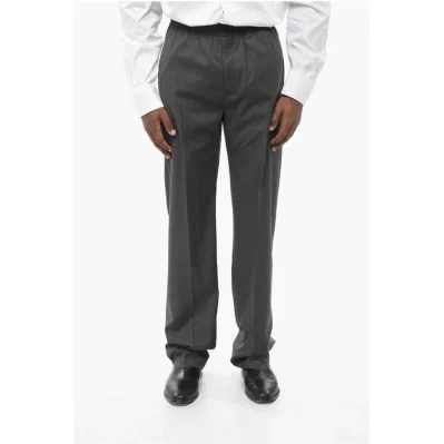Virgin Wool Blend Pants with Elastic Waistband