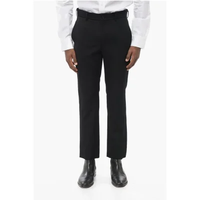 Slim Fit Wool Pants with Belt Loops