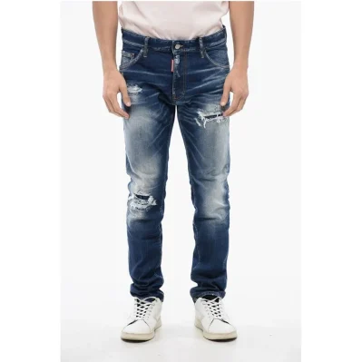Distressed Cool Guy Denims with Dark Wash