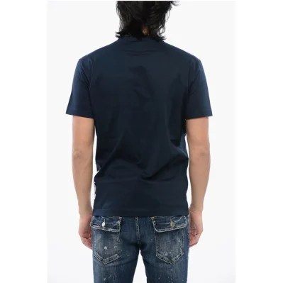 Crew Neck Cotton T-Shirt with Printed Logo