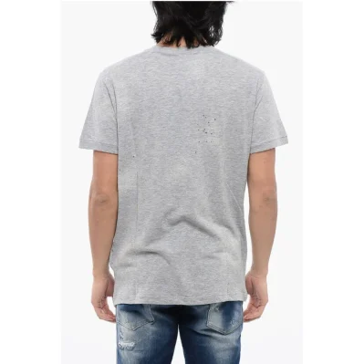 Muscle Fit T-shirt with Distressed Effect