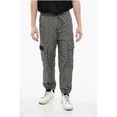 Monogram Nylon Cargo Sweatpants with Cuffs