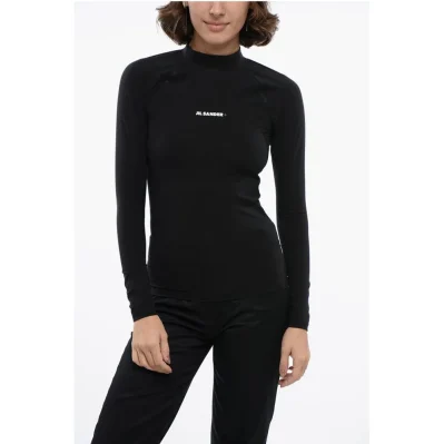 Long-sleeved Tech Fabric Top with Printed Logo