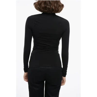 Long-sleeved Tech Fabric Top with Printed Logo