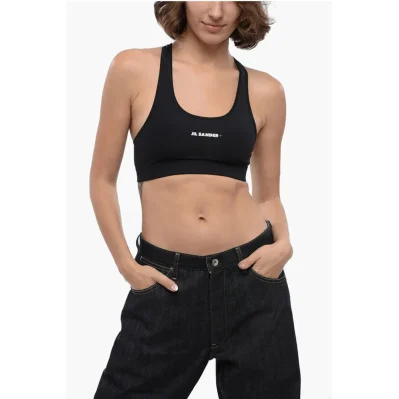 Tech Fabric Crop Top with Printed Logo
