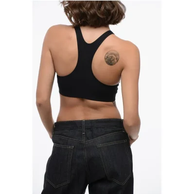 Tech Fabric Crop Top with Printed Logo