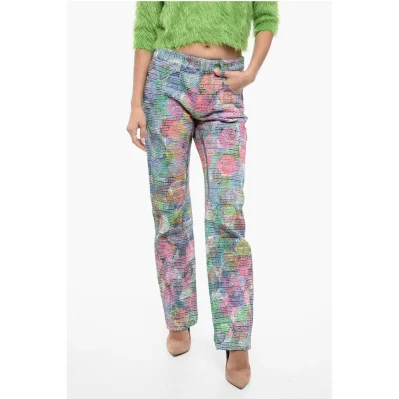 Coated Cotton Regular Fit Denims with Zips 17cm