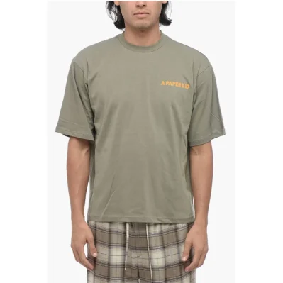 Solid Color Crew-neck T-Shirt with Printed Logo