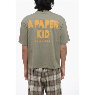 Solid Color Crew-neck T-Shirt with Printed Logo