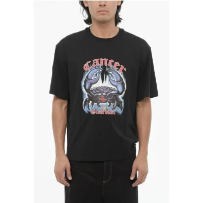 Printed Slim Fit ROCK BAND ZODIAC CANCER Crew-Neck T-shirt
