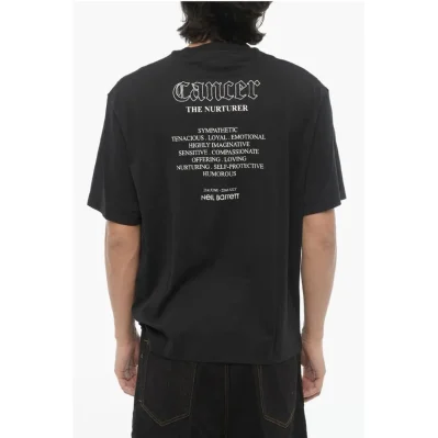 Printed Slim Fit ROCK BAND ZODIAC CANCER Crew-Neck T-shirt