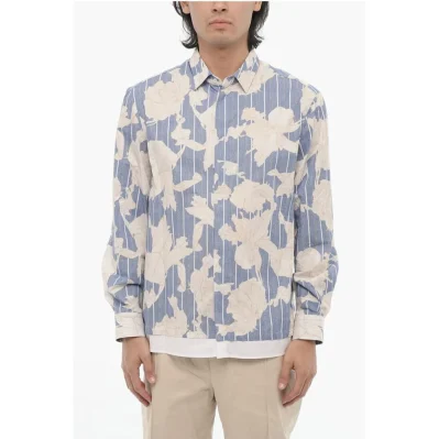 Double Layer Floral-Motif Loose Fit Shirt