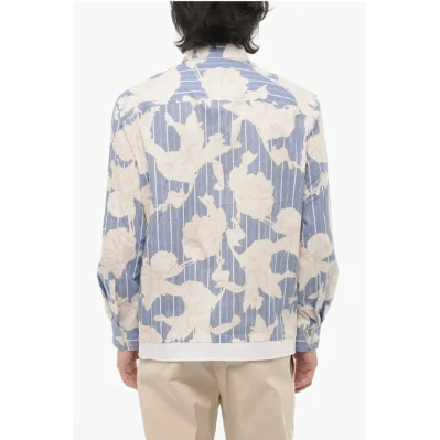 Double Layer Floral-Motif Loose Fit Shirt