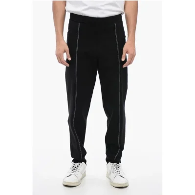 Viscose Blend Tapered Fit Sweatpants with Tape Detail