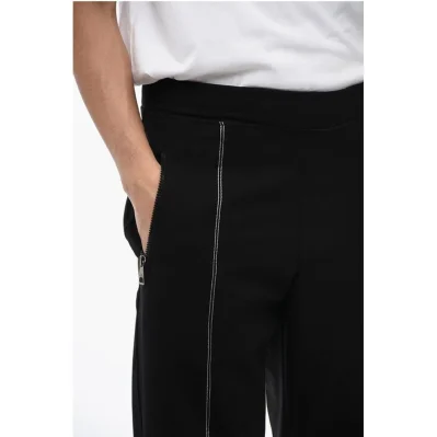 Viscose Blend Tapered Fit Sweatpants with Tape Detail