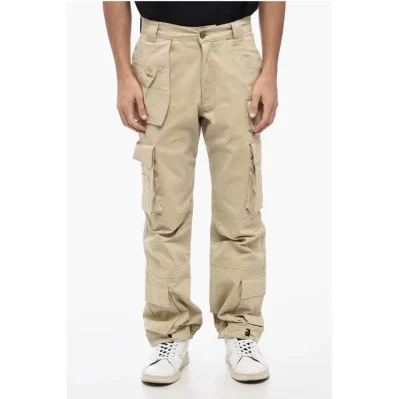 Cotton Cargo Pants with Golden Button