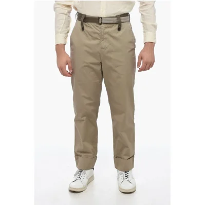 Belted Chino Pants with Turn-Up Hems