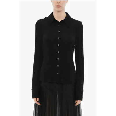 Solid Color Shirt with Logo Buttons