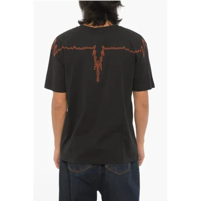 Cotton Crew-neck T-shirt with Contrast Print