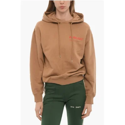 Brushed Cotton Hoodie with Printed Logo