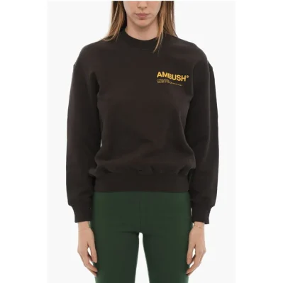 Brushed Cotton Crew-neck Sweatshirt with Printed Logo