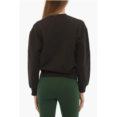 Brushed Cotton Crew-neck Sweatshirt with Printed Logo