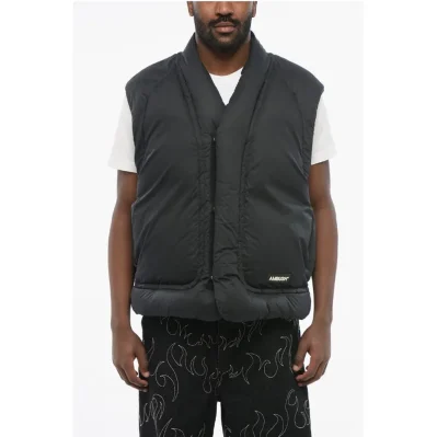 Sleeveless KIMONO Down Jacket with Snap Buttons