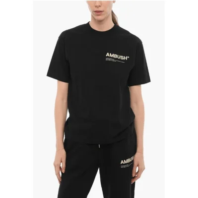 Solid Color Crew-neck T-Shirt with Contrasting Logo