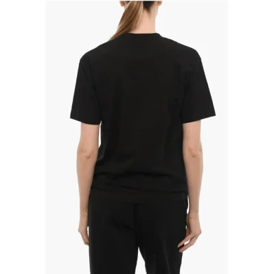 Solid Color Crew-neck T-Shirt with Contrasting Logo