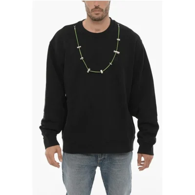 Cotton Crew-neck Sweatshirt with Removable necklace