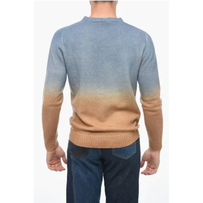 Crew Neck Cashmere Blend Sweater with Degradè Bottom