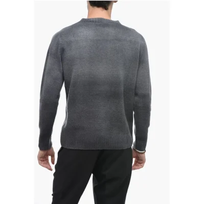 Crew Neck Cashmere Blend Sweater with Degradè Bottom