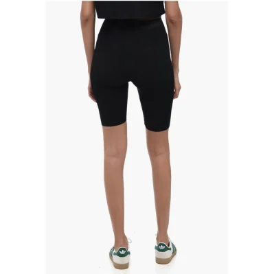 Stretch Fabric Biker Shorts with Embroidered Logo