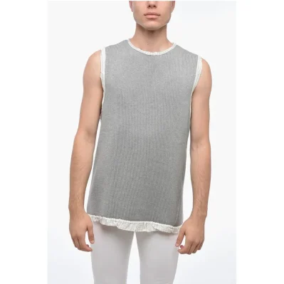 Sleeveless Lightweight Cotton Crew-neck Sweater