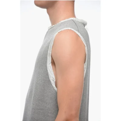 Sleeveless Lightweight Cotton Crew-neck Sweater