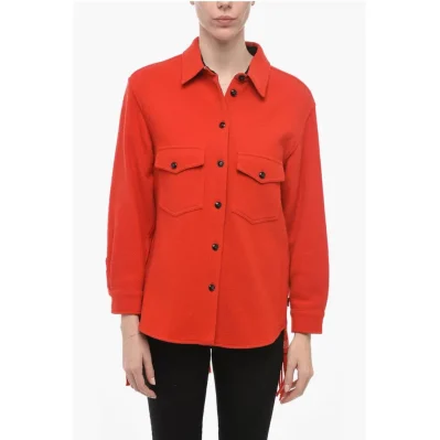 Wool Blend Shirt with Fringed Detail