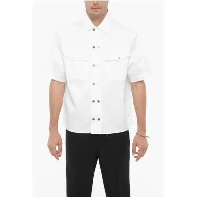 Short Sleeved Boxy Fit Shirt with Double Breast Pocket