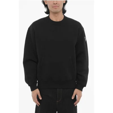 Fleeced Cotton Blend Easy Fit Crew-neck Sweatshirt