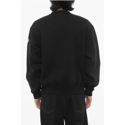 Fleeced Cotton Blend Easy Fit Crew-neck Sweatshirt