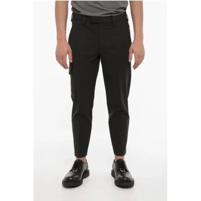 Virgin Wool Blend Skinny Fit Cargo Pants