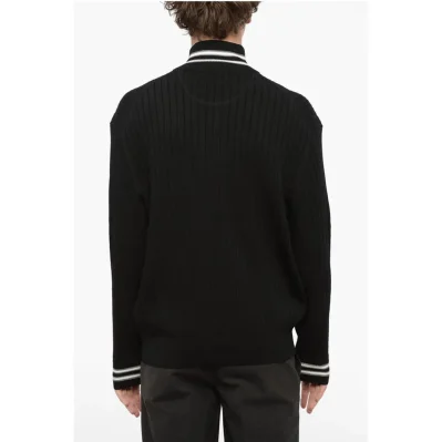Ribbed Blouson Fit Half Zip Sweater