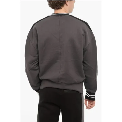 Fleeced Cotton Baggy Fit Crew-neck Sweatshirt