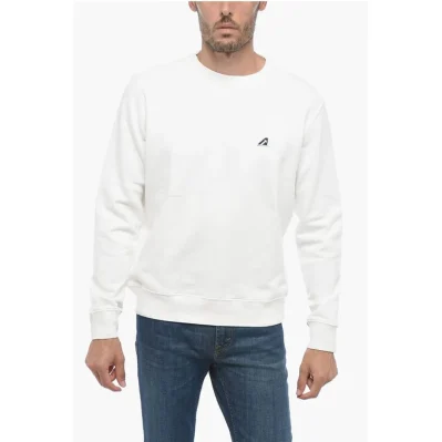 Embroidered Logo Brushed Cotton Crewneck Sweatshirt