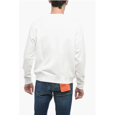Embroidered Logo Brushed Cotton Crewneck Sweatshirt
