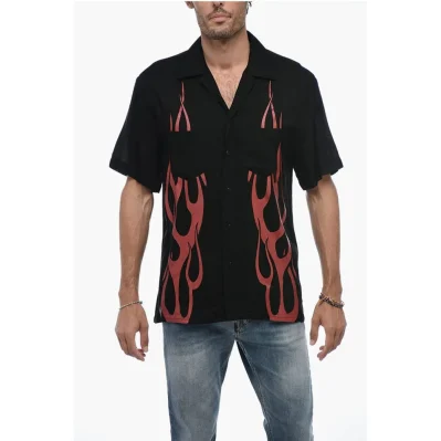 Flame Print Bowling Shirt