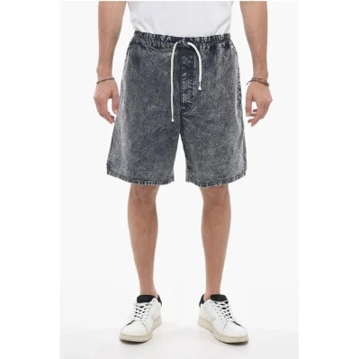 Denim Wide-leg Shorts with Drawstring